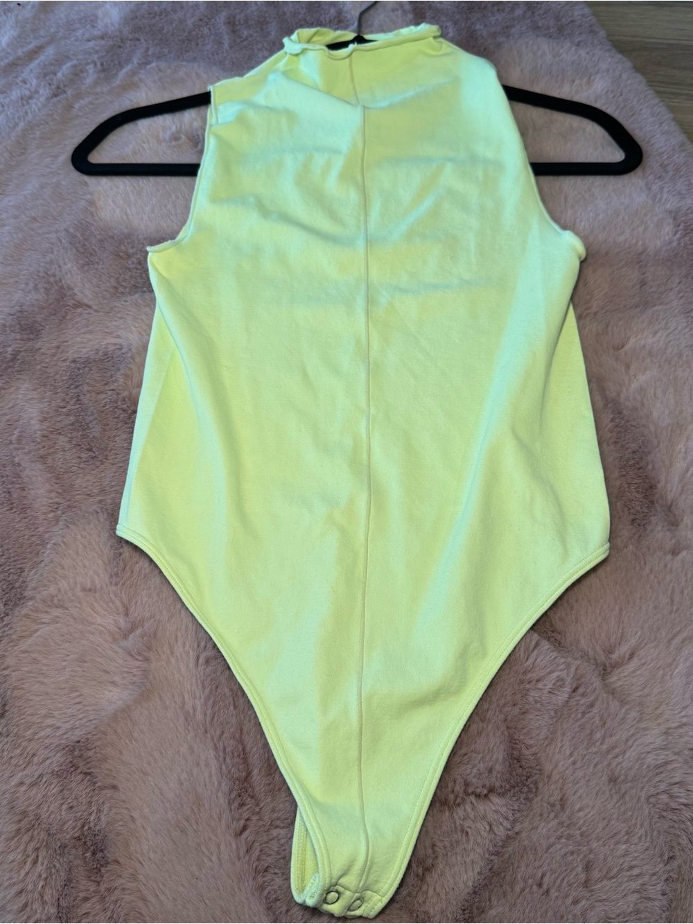 Good American Neon Yellow High Neck Sleeveless Bodysuit